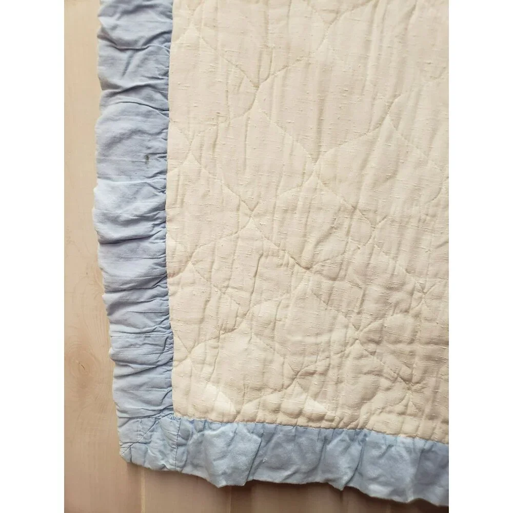 Handmade Baby Quilt, Animal Applique, Blue & White 33